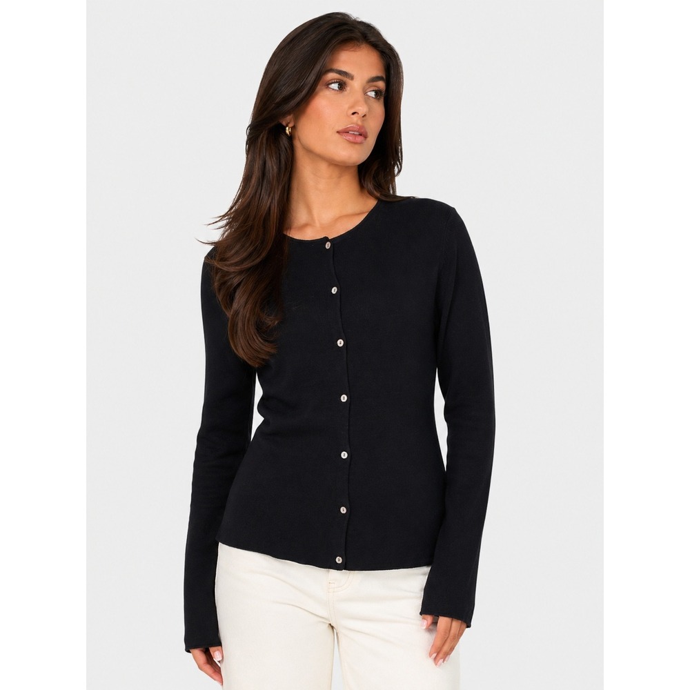 Brooks Brothers 346 Black 100% Silk Button Front Cardigan Sweater Size M